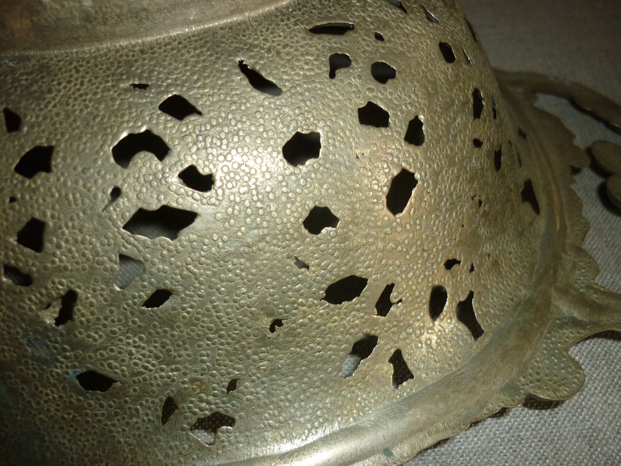 Fruit basket, bread basket with matt gilded bronze handles