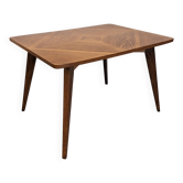 Table basse ou d'appoint moderniste en marqueterie de chêne, France 1960