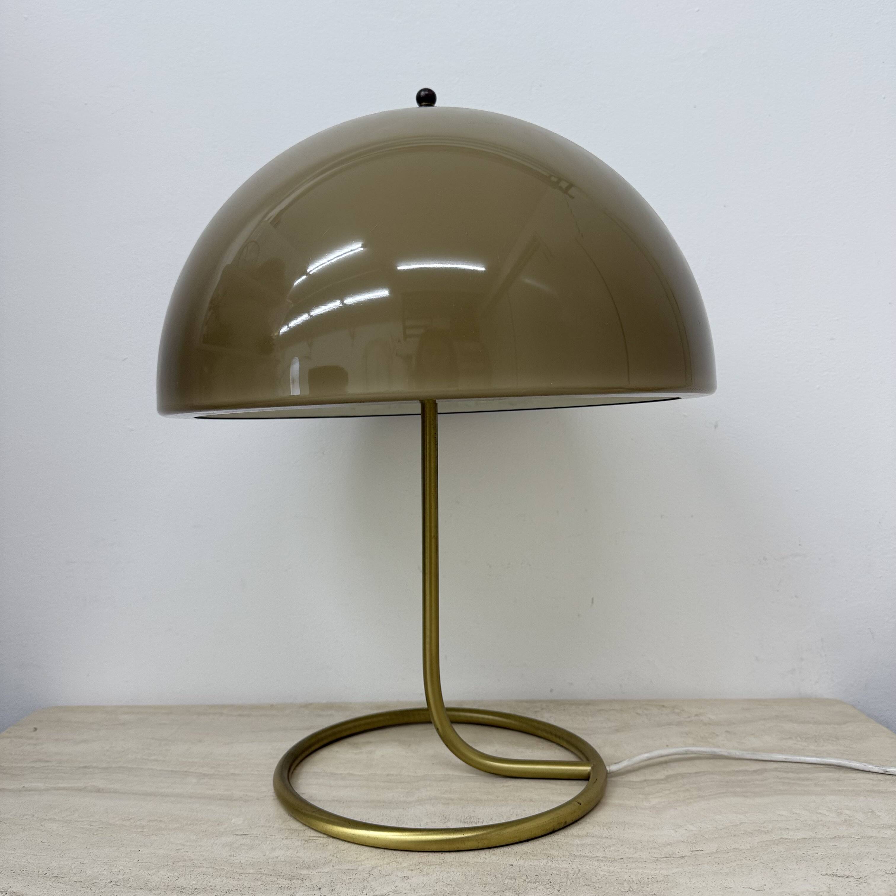 Vintage Mushroom table lamp with gold metal base , 1970s