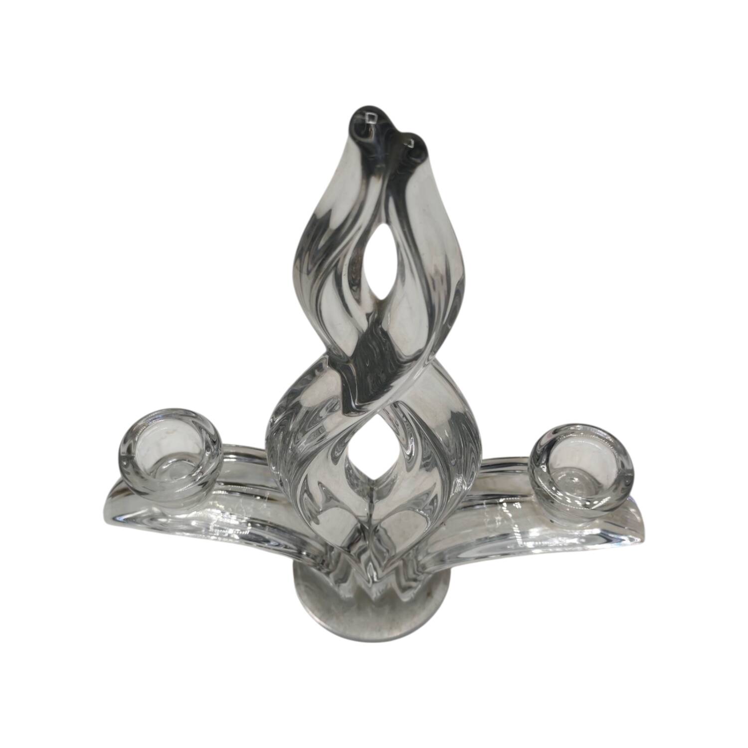 Vintage 1950s Art Deco Style Glass Candelabra - Sculptural Design