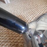 art deco chrome and black wood ashtray