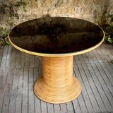 Bamboo rattan table from the 60s and 70s