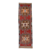Tapis de couloir vintage bourgogne moderne du milieu du siècle 3x10, 97x3235 cm