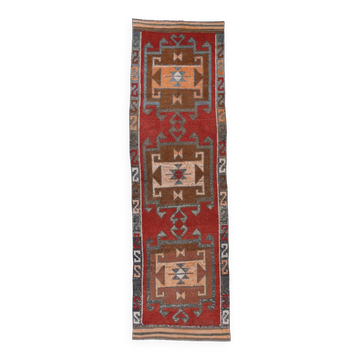 3x10 Mid Century Modern Burgundy Vintage Runner Rug, 97x3235Cm