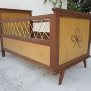 Wood and rattan child bed