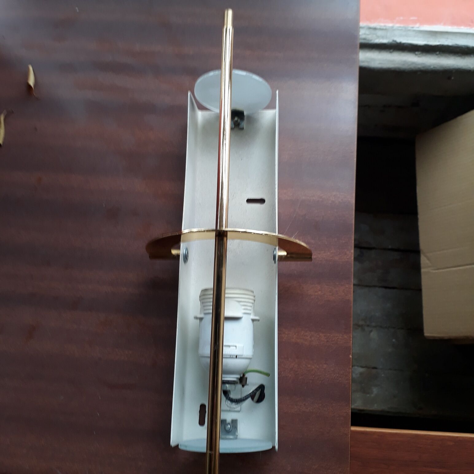 Pair of brass Arlus sconces and shortbread glass
