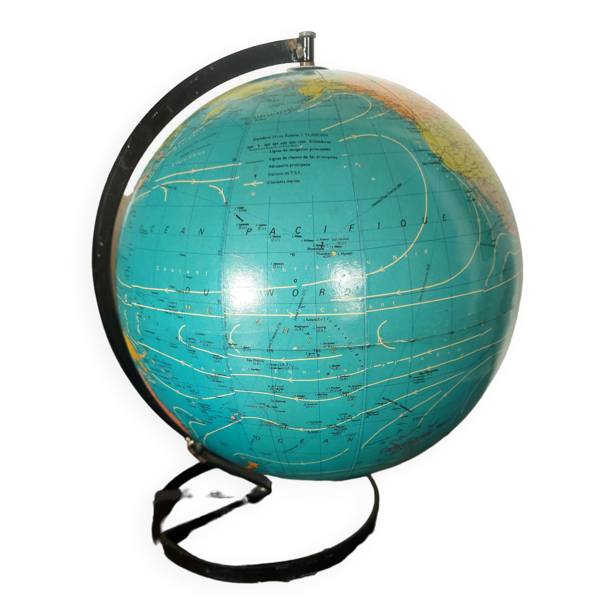 Globe terrestre , Mappemonde vintage tarides , 1977