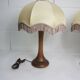 Pair of 1930s Art Deco bedside lamps with fringes, solid wood legs 52cm