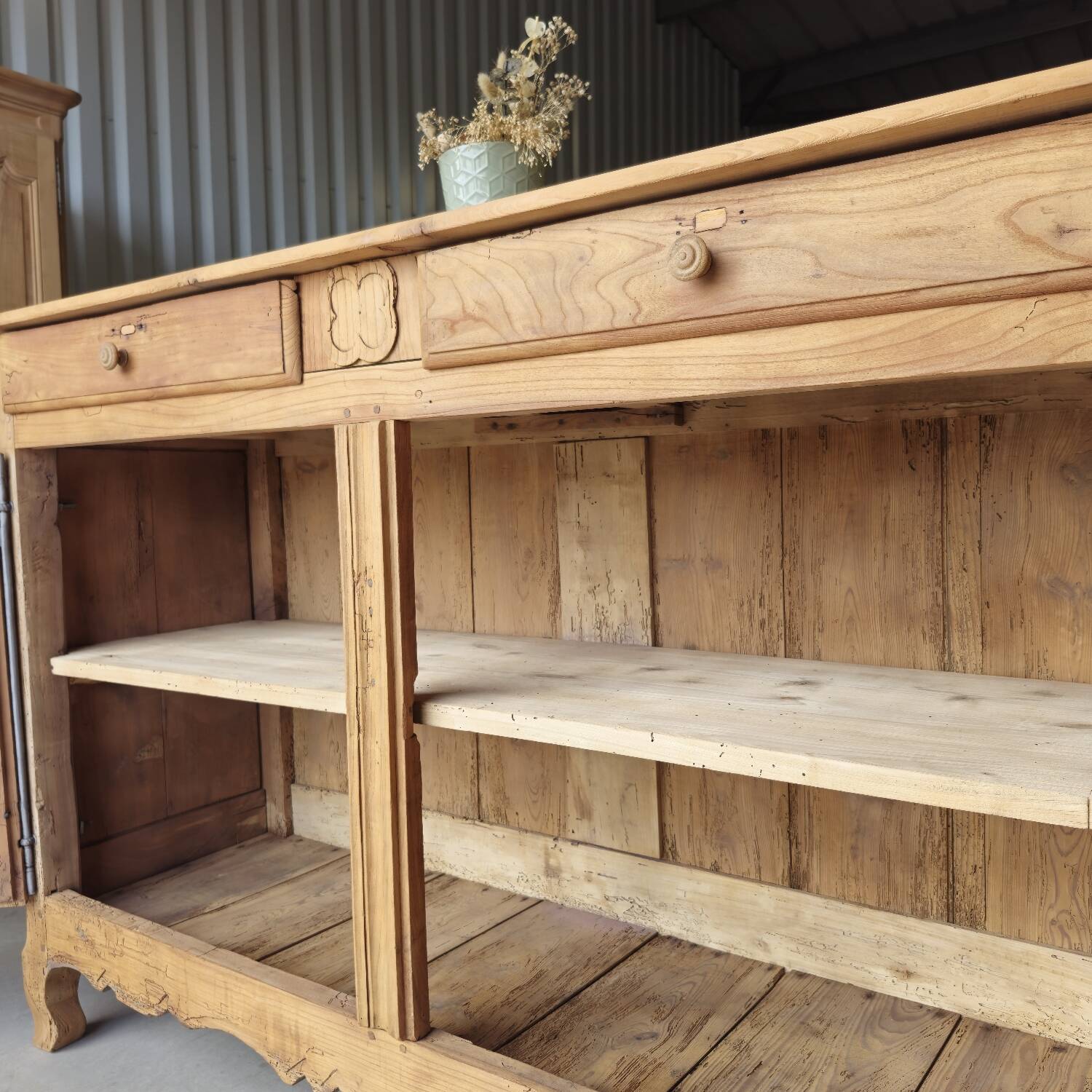 Large Louis XV style solid wood buffet, restored