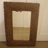 Mirror in woven water hyacinth