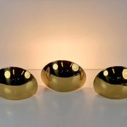 Vintage Half Moon Wall Lamps in Brass, 1980, Set of 3