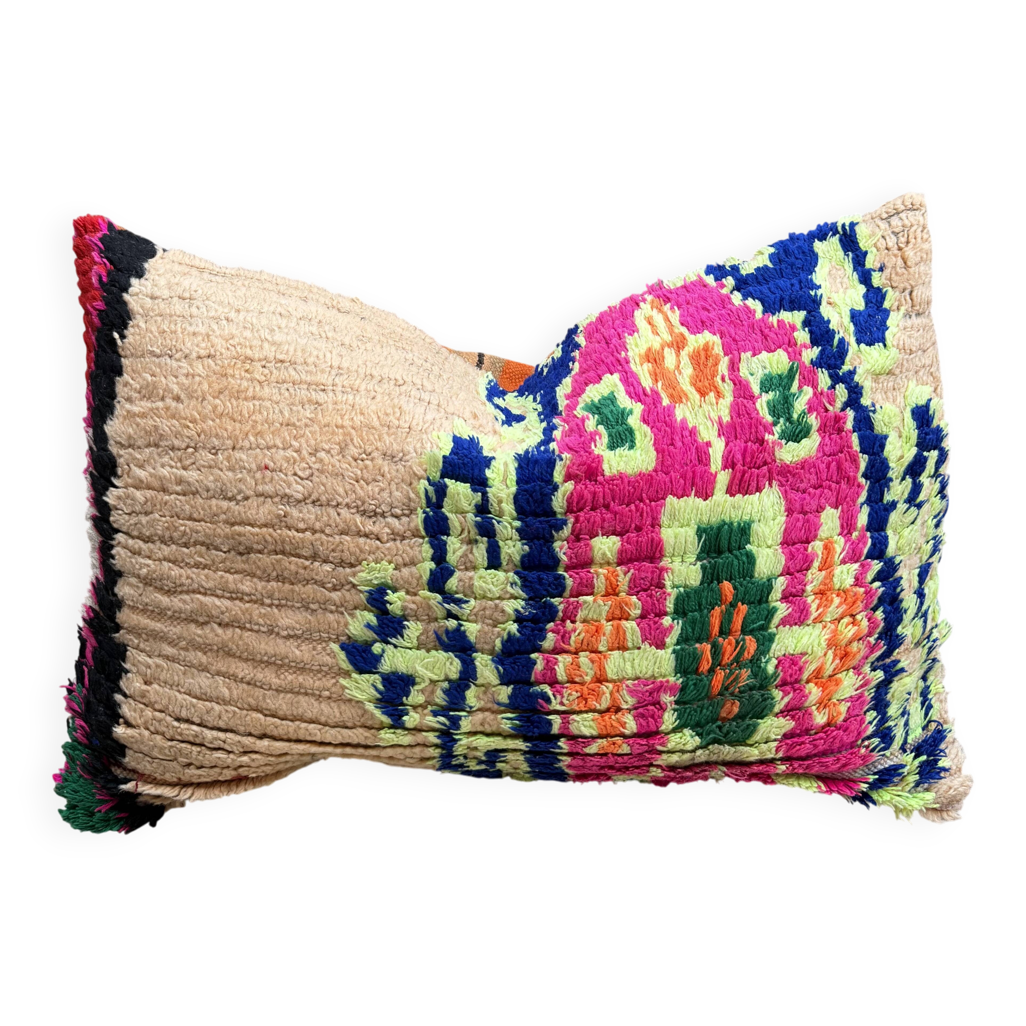 Vintage Berber kilim cushion cover: Moroccan wool cushion 60x40cm
