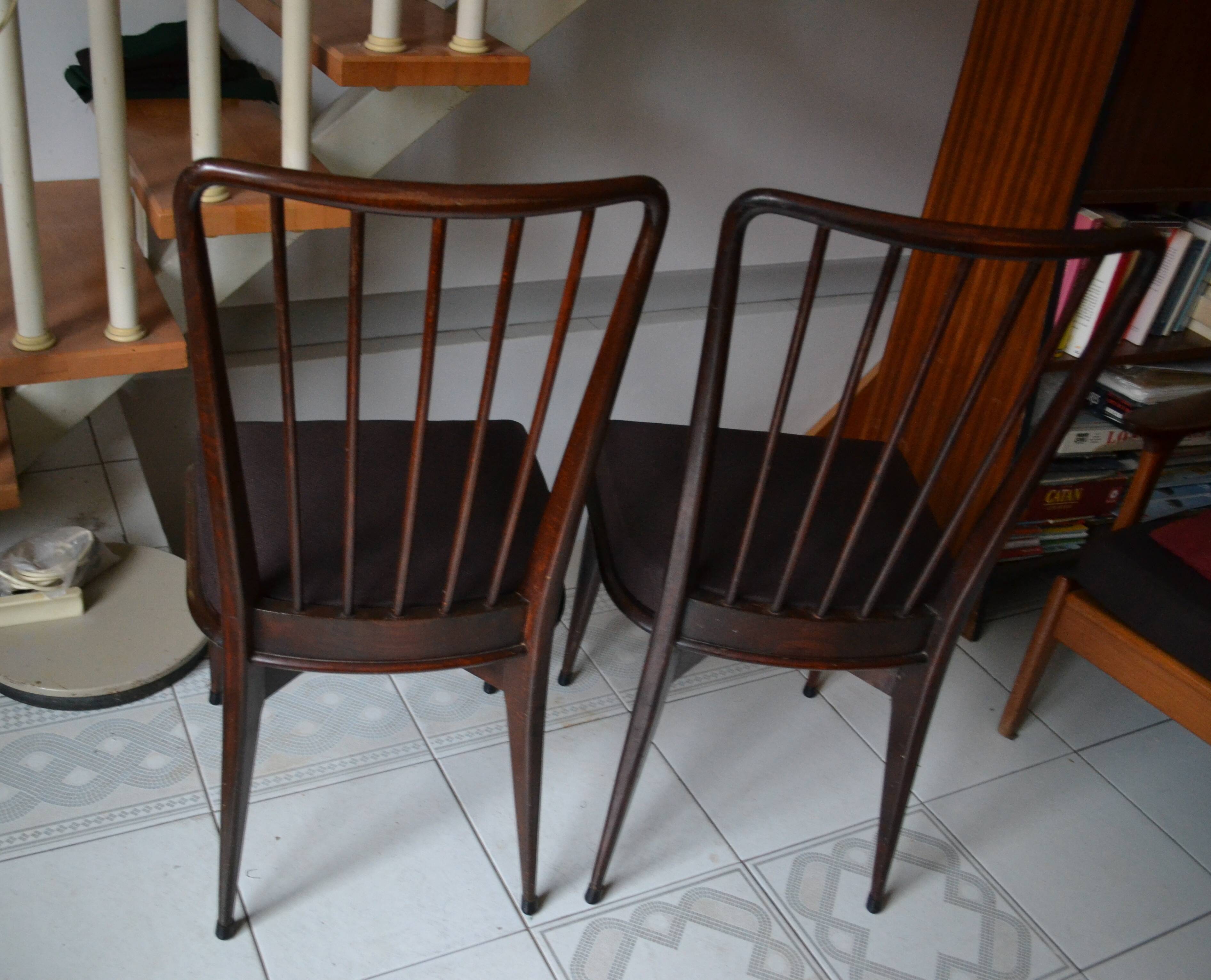 Pair of vintage charles Ramos chairs solid beech