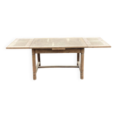Renovated extendable farmhouse table in raw solid wood and marquetry 210cm