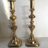 Pair of Victorian candle holders in gilded bronze