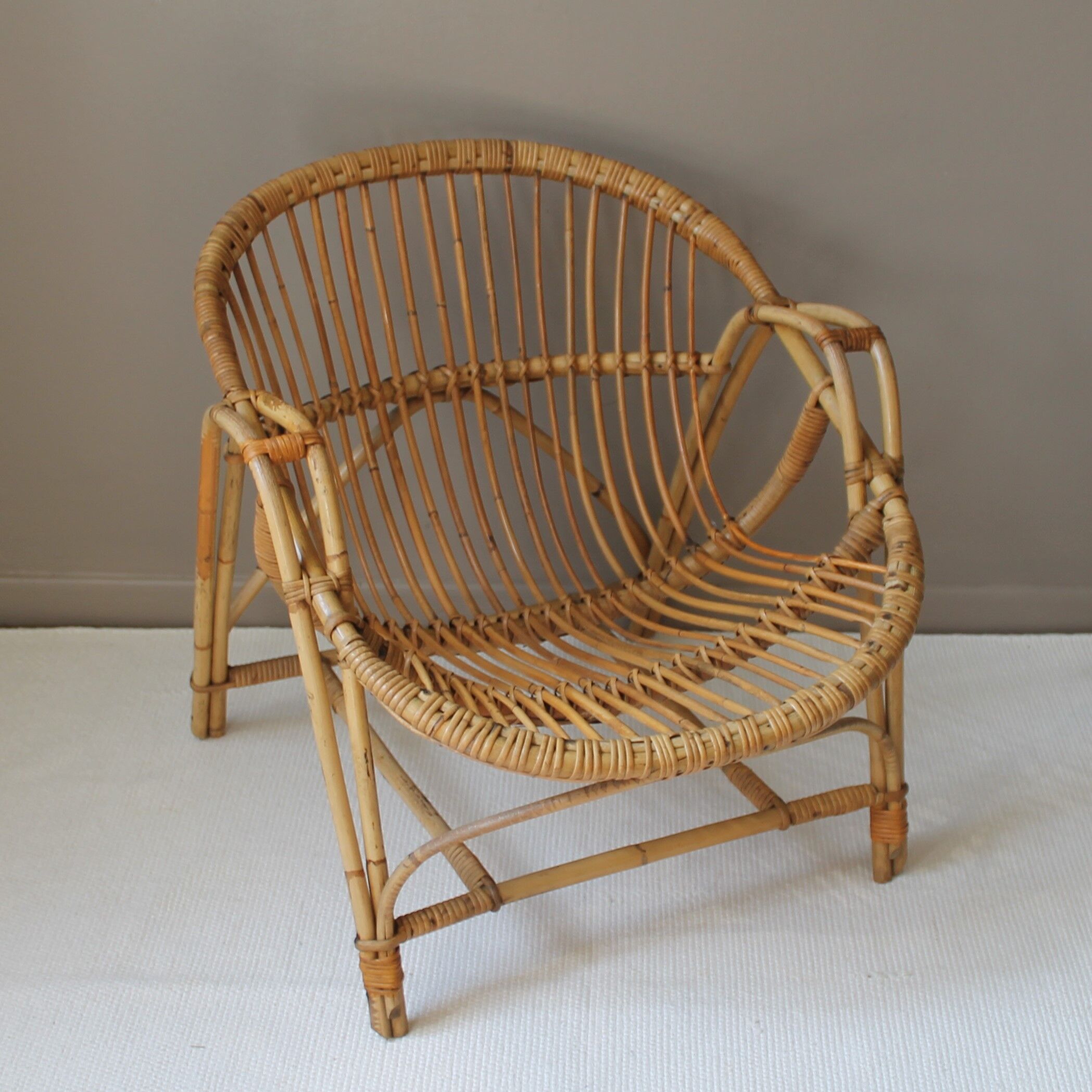 Rattan armchair & vintage bamboo