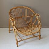 Rattan armchair & vintage bamboo