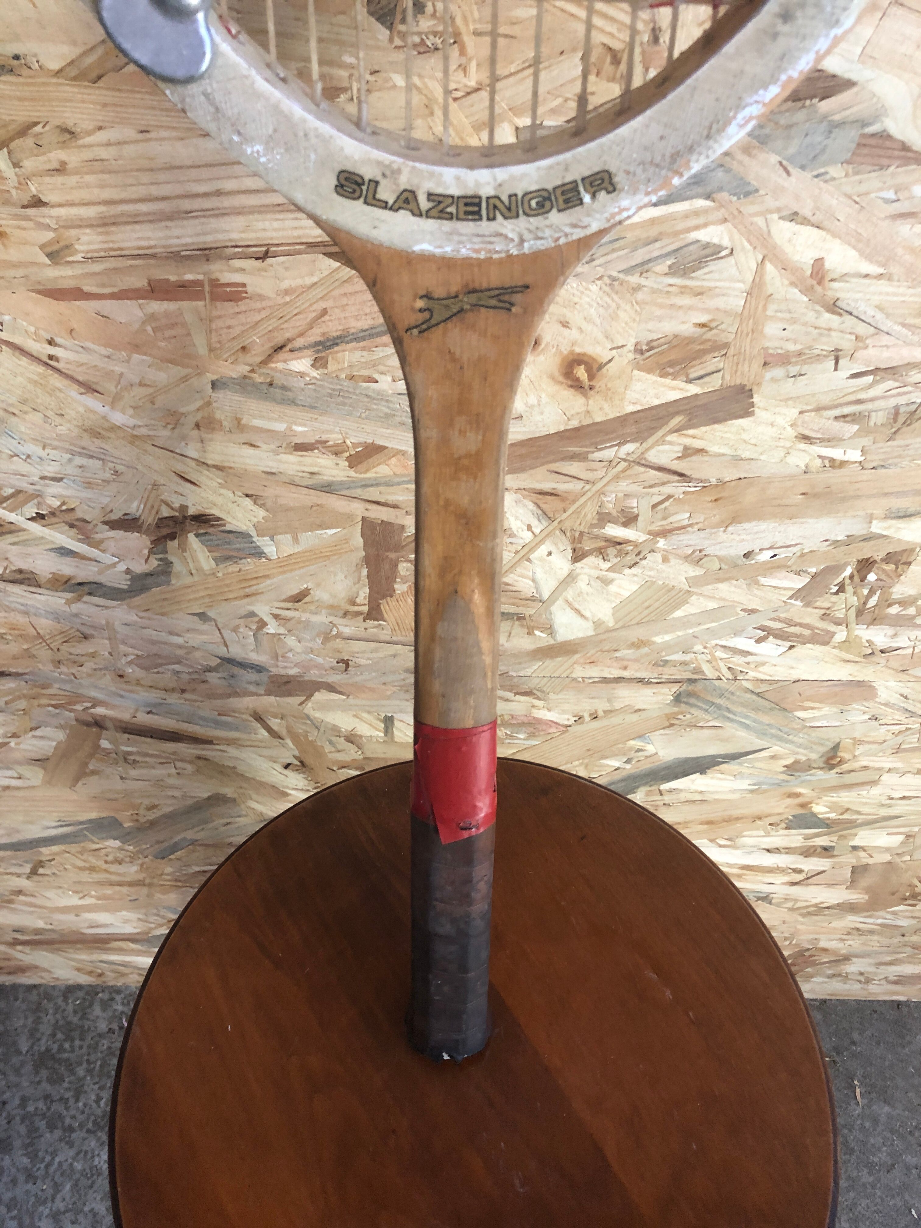 Old tennis racket Slazenger wood metal protection zephyr vintage