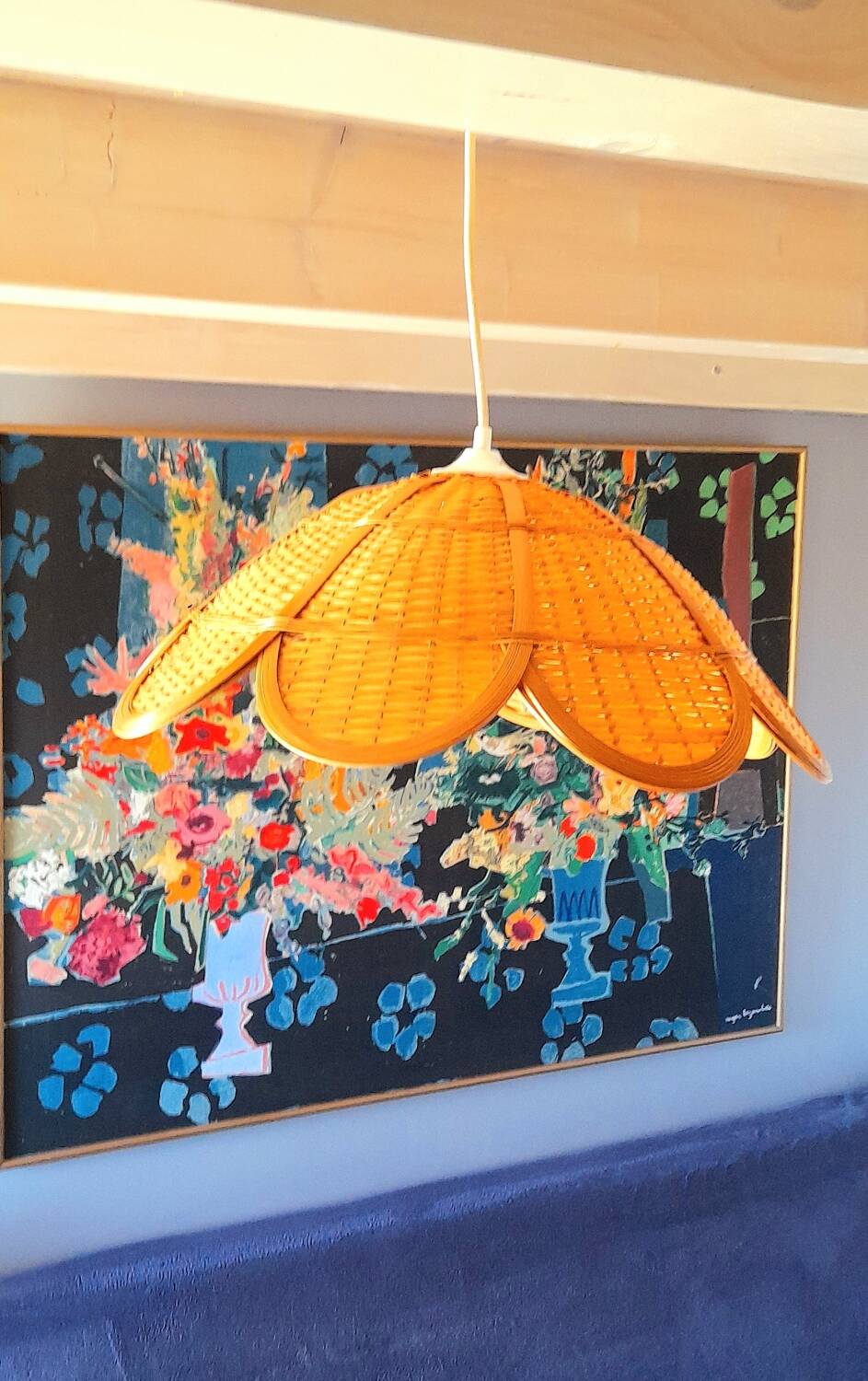 Rattan flower suspension 1960