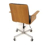Scandinavian rotating leather armchair, Swivel, Sweden, 1970