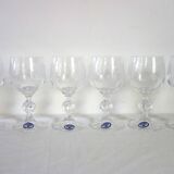 6 Bohemian Crystal Etched Wine Glasses
