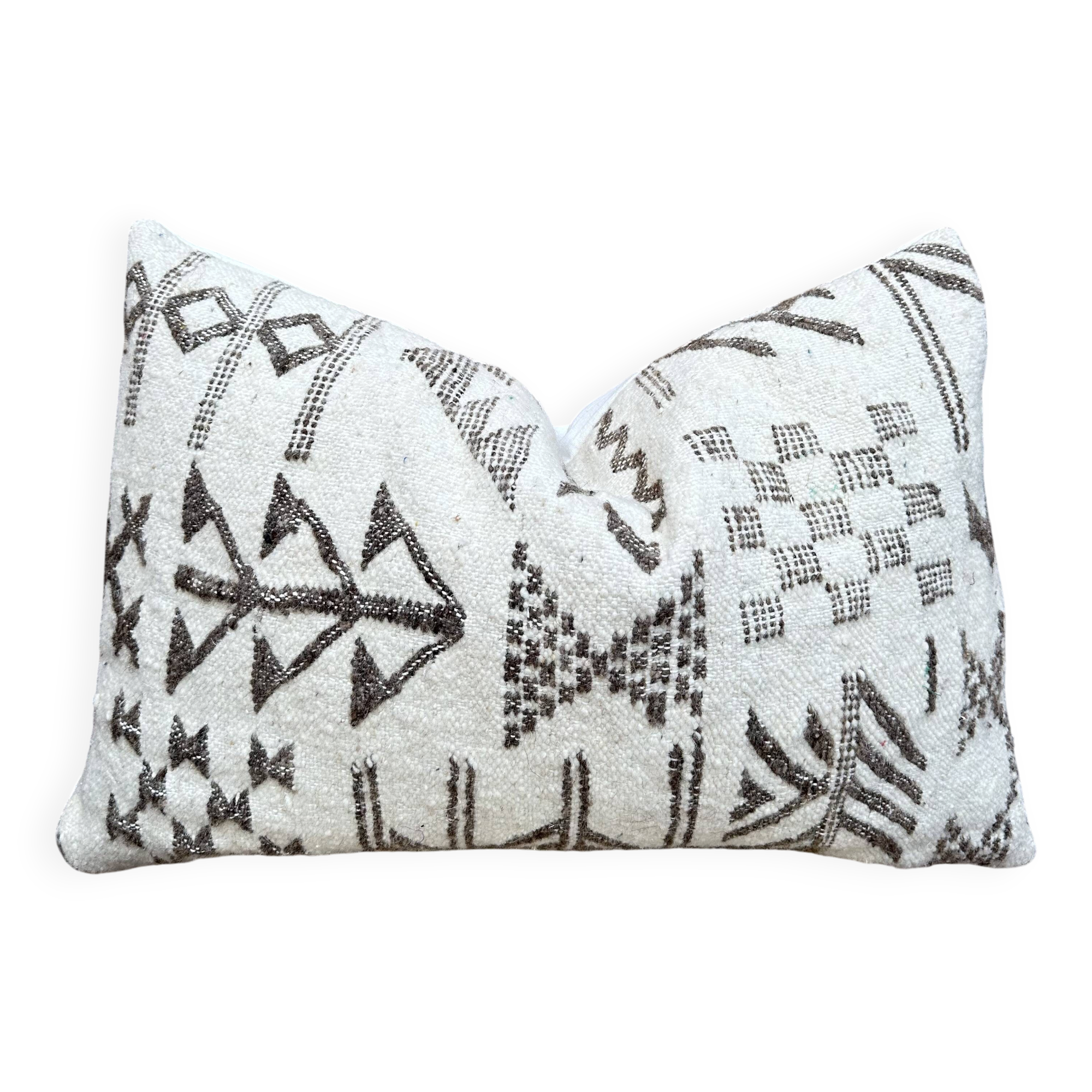 Housse de coussin artisanale en laine berbère : Coussin Kilim marocain