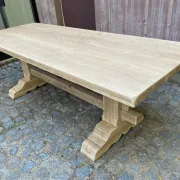 Large stripped monastery table in raw solid oak 225cm 1970