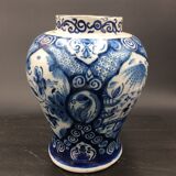 Delfts dutch workshop the peacock xviii earthenware vase restored - antique vase 18thc
