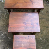 Set of 3 nesting coffee tables in oak.