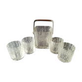 Lot of 4 whiskey glasses with its ice bucket frosted style