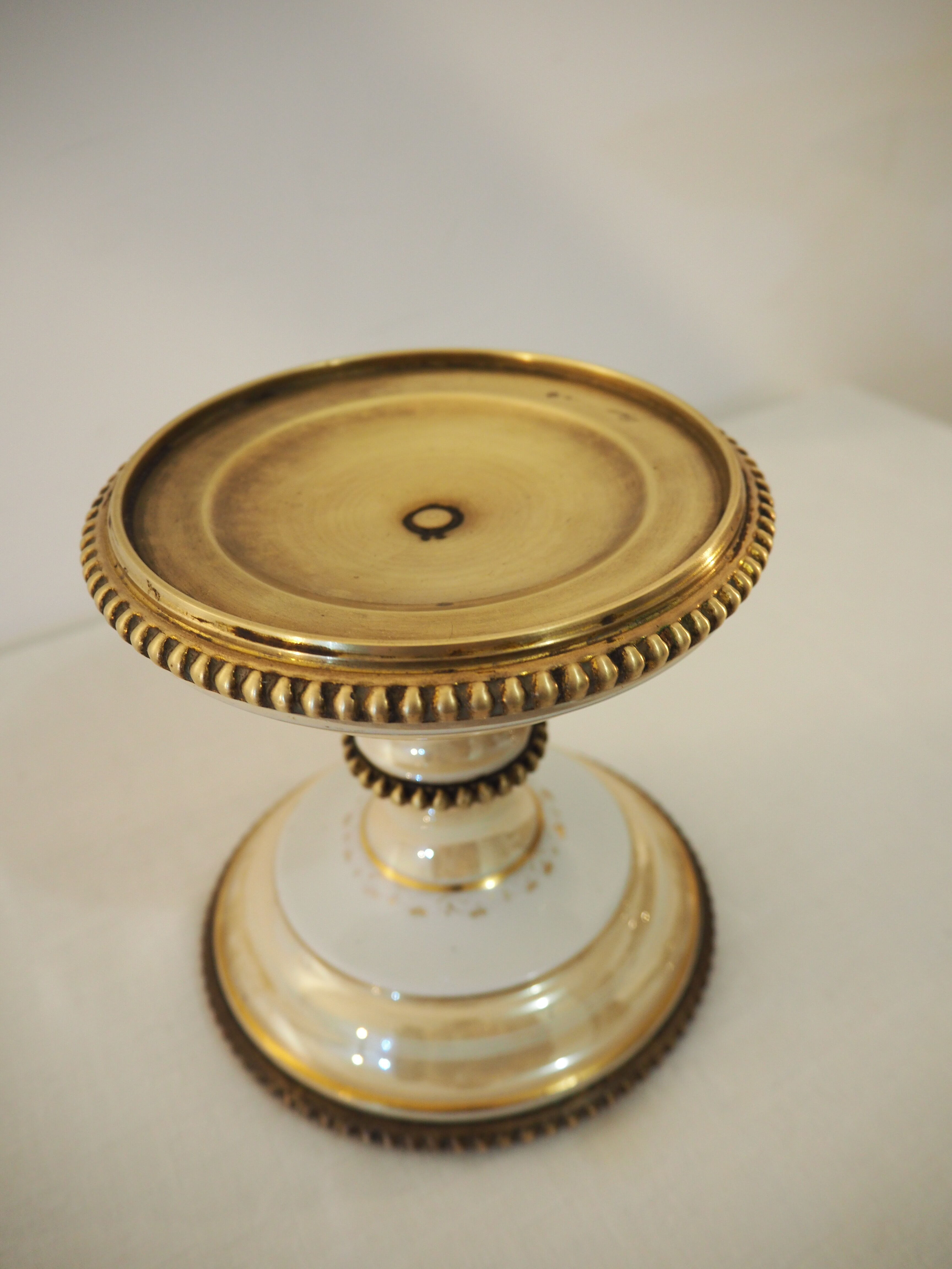 Earthenware and brass candle holder 19th