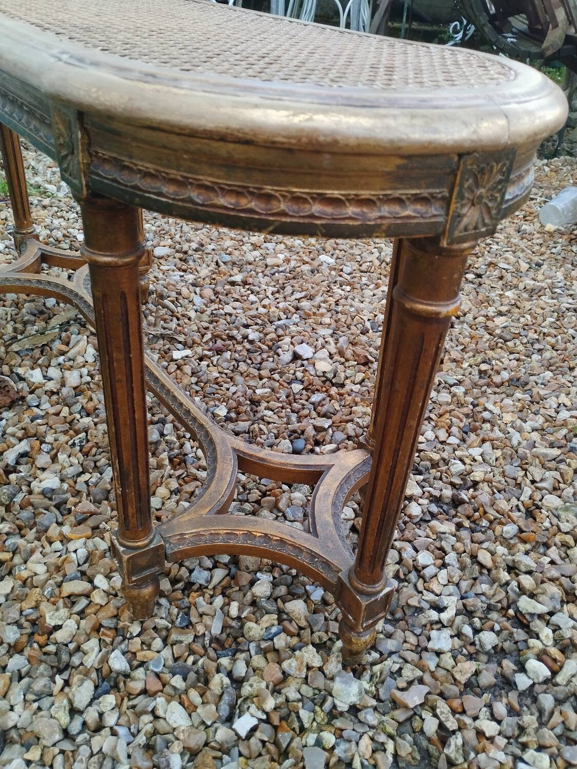 Louis XVI style gilded wood piano bench