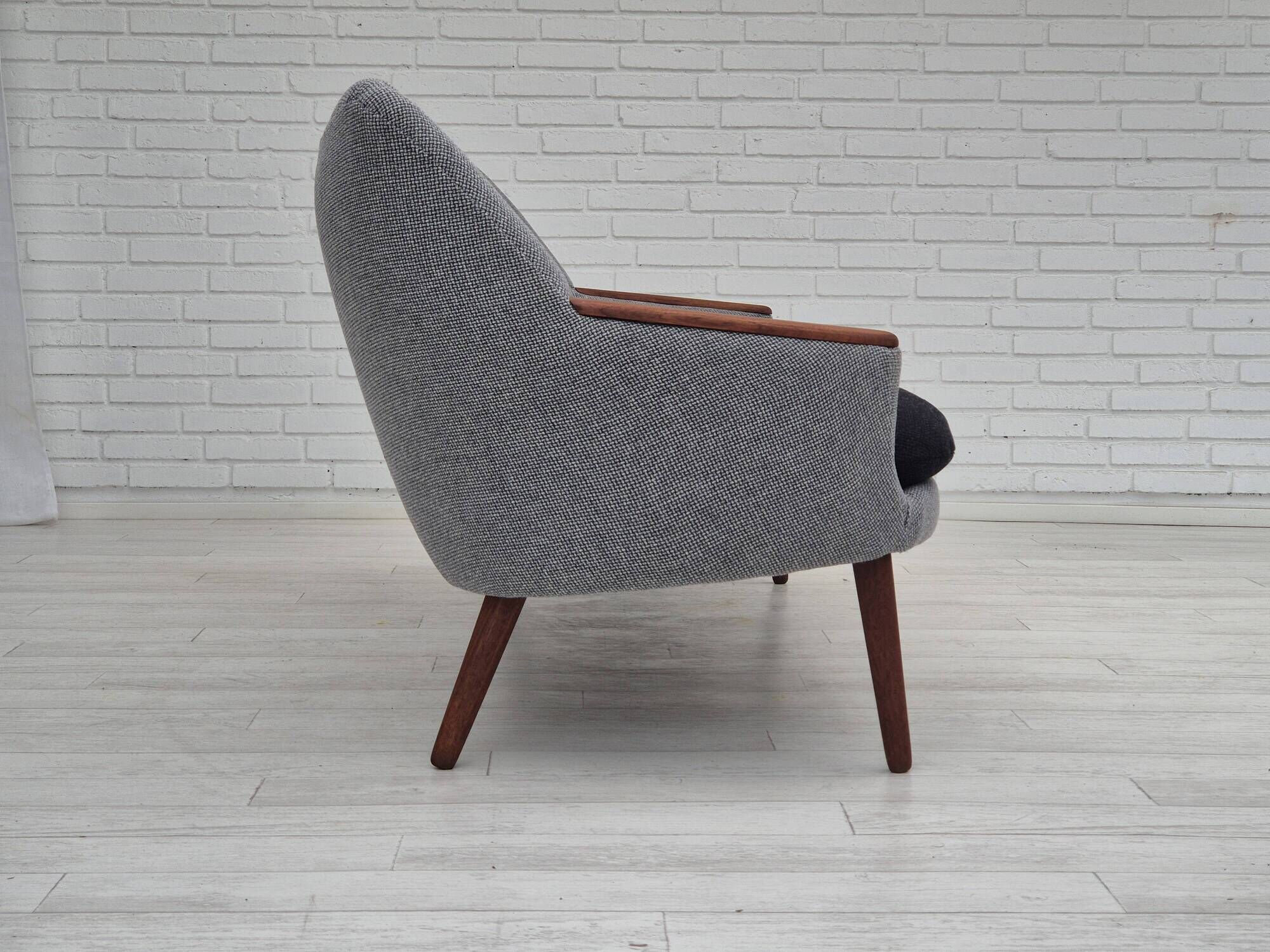 1960s, Danish sofa by Kurt Østervig model 58, completely reupholstered, furniture wool, teak wood.