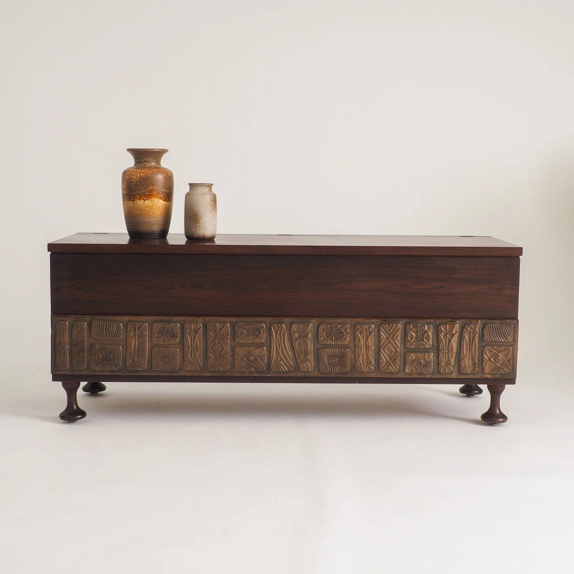 Italian brutalist rosewood chest by Santambrogio & De Berti