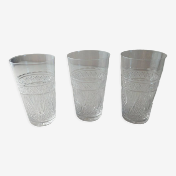 Set of 3 fine glasses, cut crystal, from Baccarat / Saint Louis