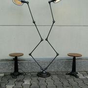 Double Industrial Graphite Floor Lamp 8-arm Jieldé by Jean Louis Domecq France 1960