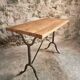 Vintage French Bistro Table | 1960s/70s Oak Top & Cast Iron Base | Retro Coffee & Wine Table