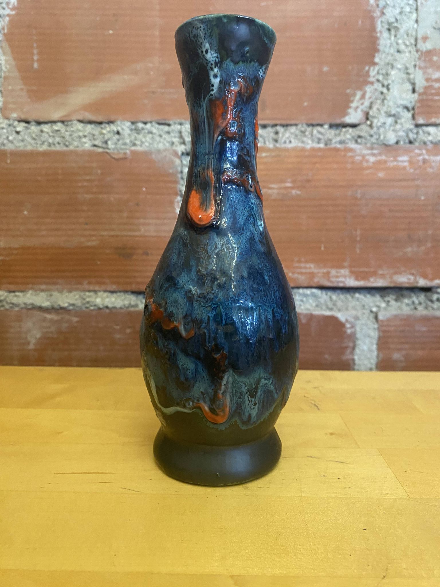 Vintage polychrome ceramic soliflore vase in the old style vallauris