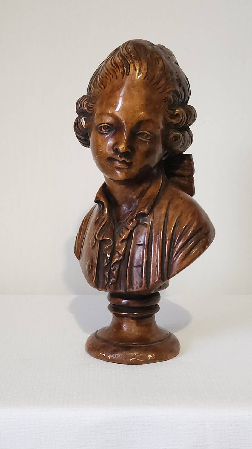 Bust of a young man in antique plaster.