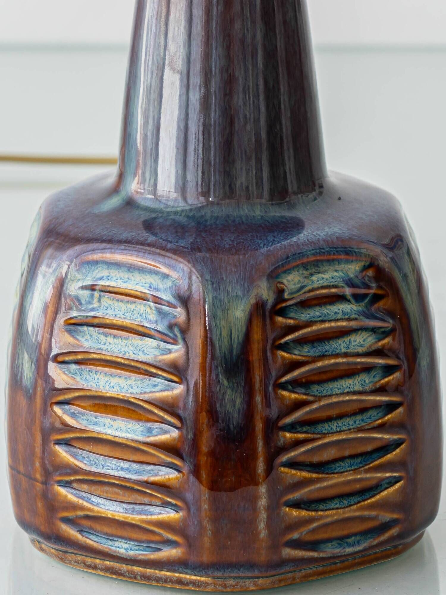 Søholm Danish Modern Stoneware Table Lamp, Brown and Blue Glaze, New Shade