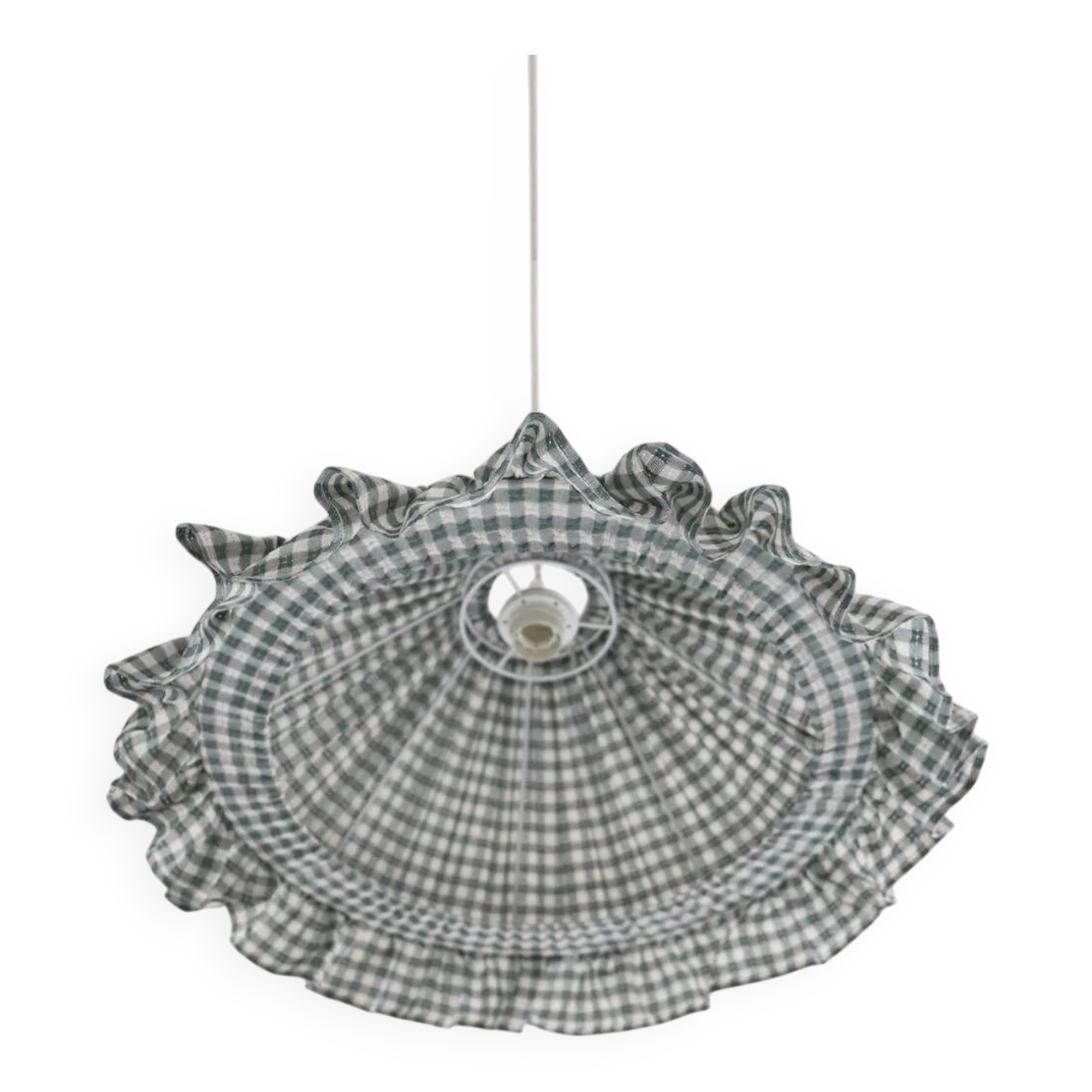 Emilia "small green squares" conical textile suspension with flounce