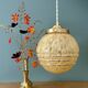 Vintage art deco globe pendant light in yellow and gold Clichy glass