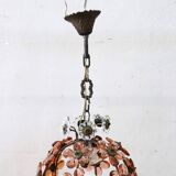 Pendant Lamp In Iron And Murano Glass, Italy Early 20th Century
