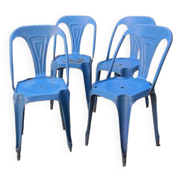 4 chaises industrielles année 50 marque Multipl's par Joseph Mathieu