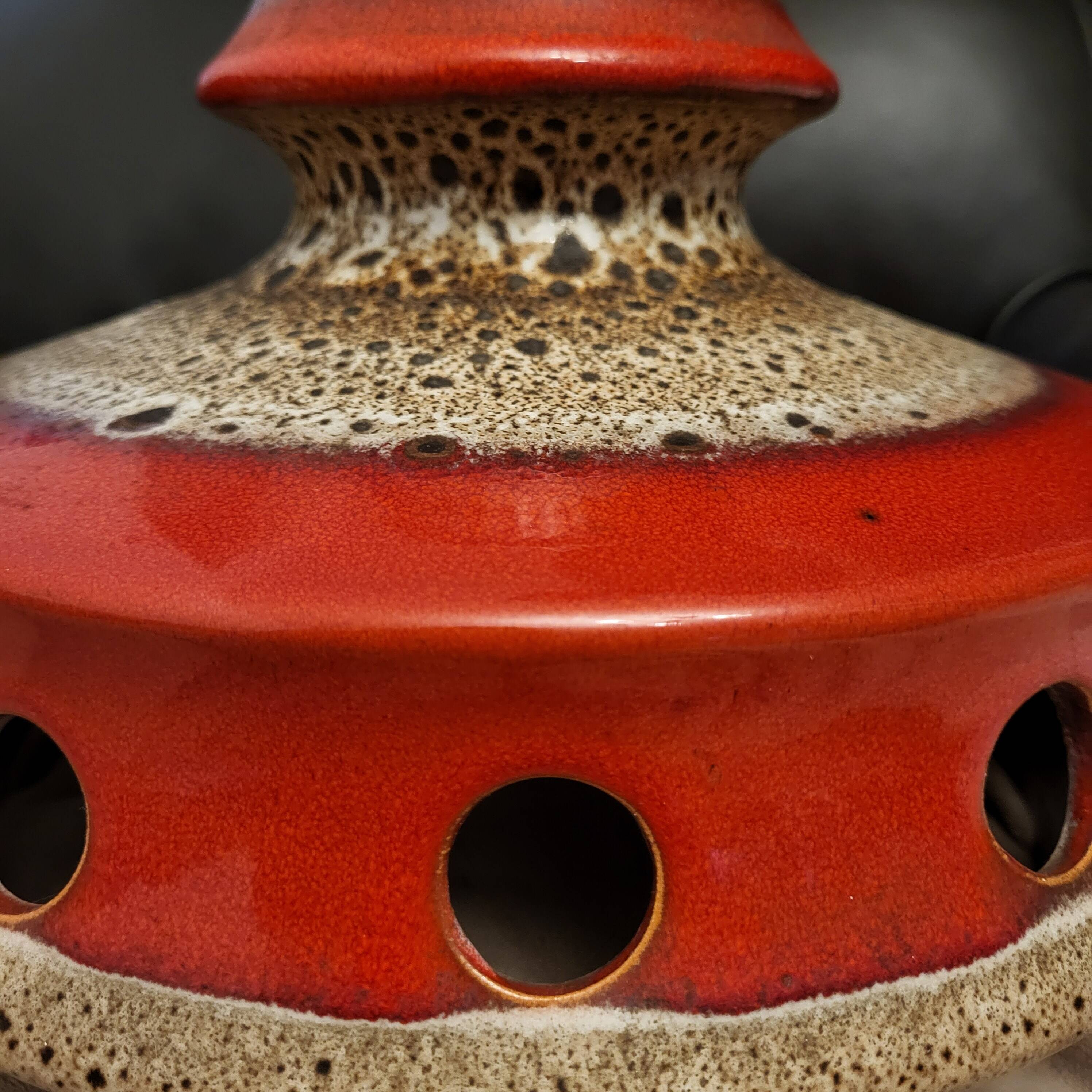 Vintage suspension in glazed ceramic fat lava, space age, West Germany 19