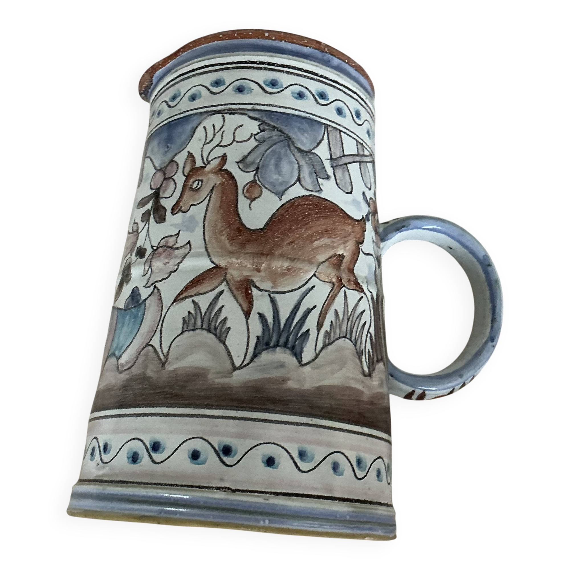 Pichet céramique de Coimbra , décor cerf