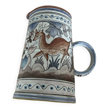 Coimbra ceramic pitcher, deer decor