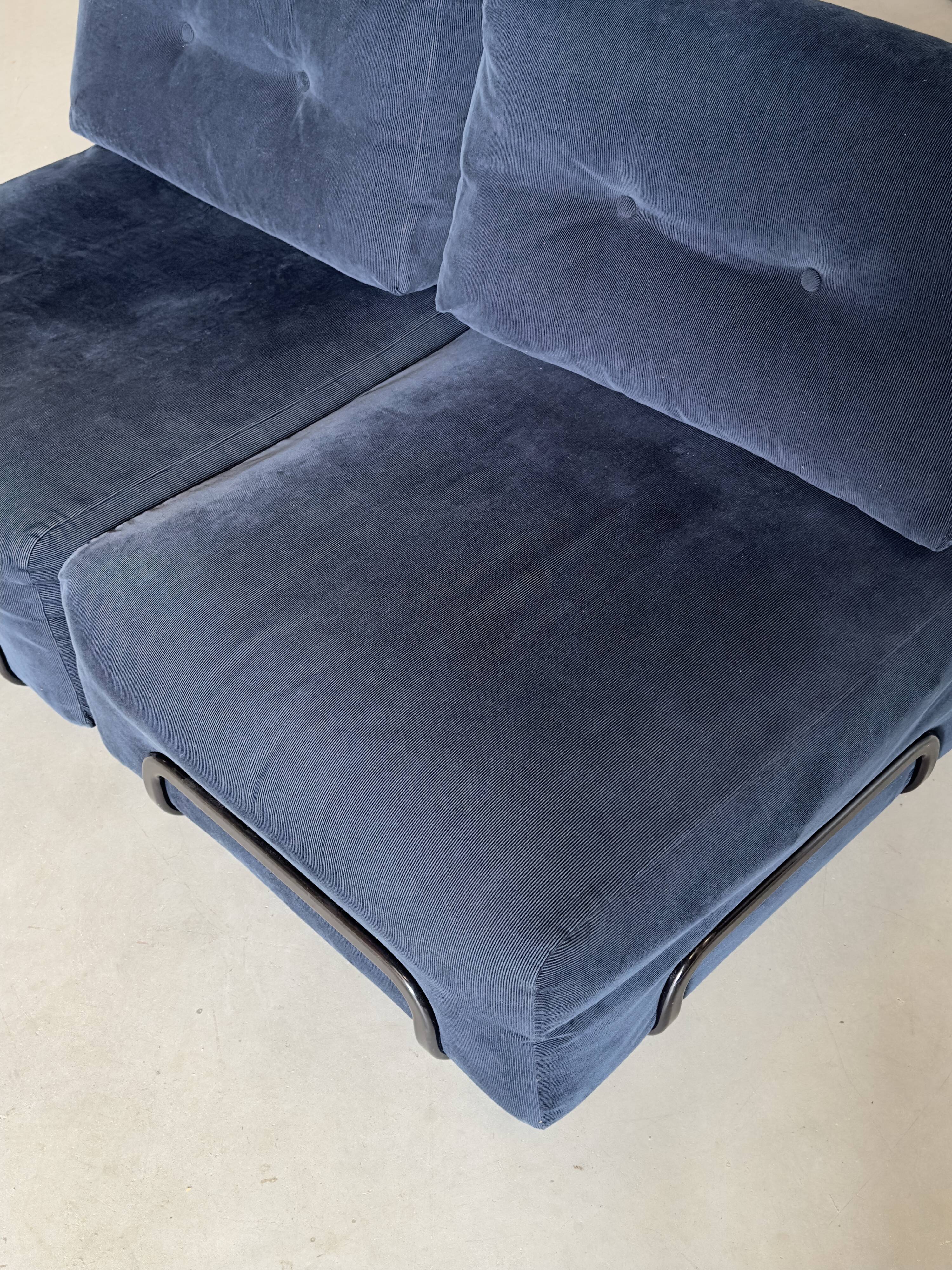 Canapé modulaire vintage en velours bleu nuit – 2 modules
