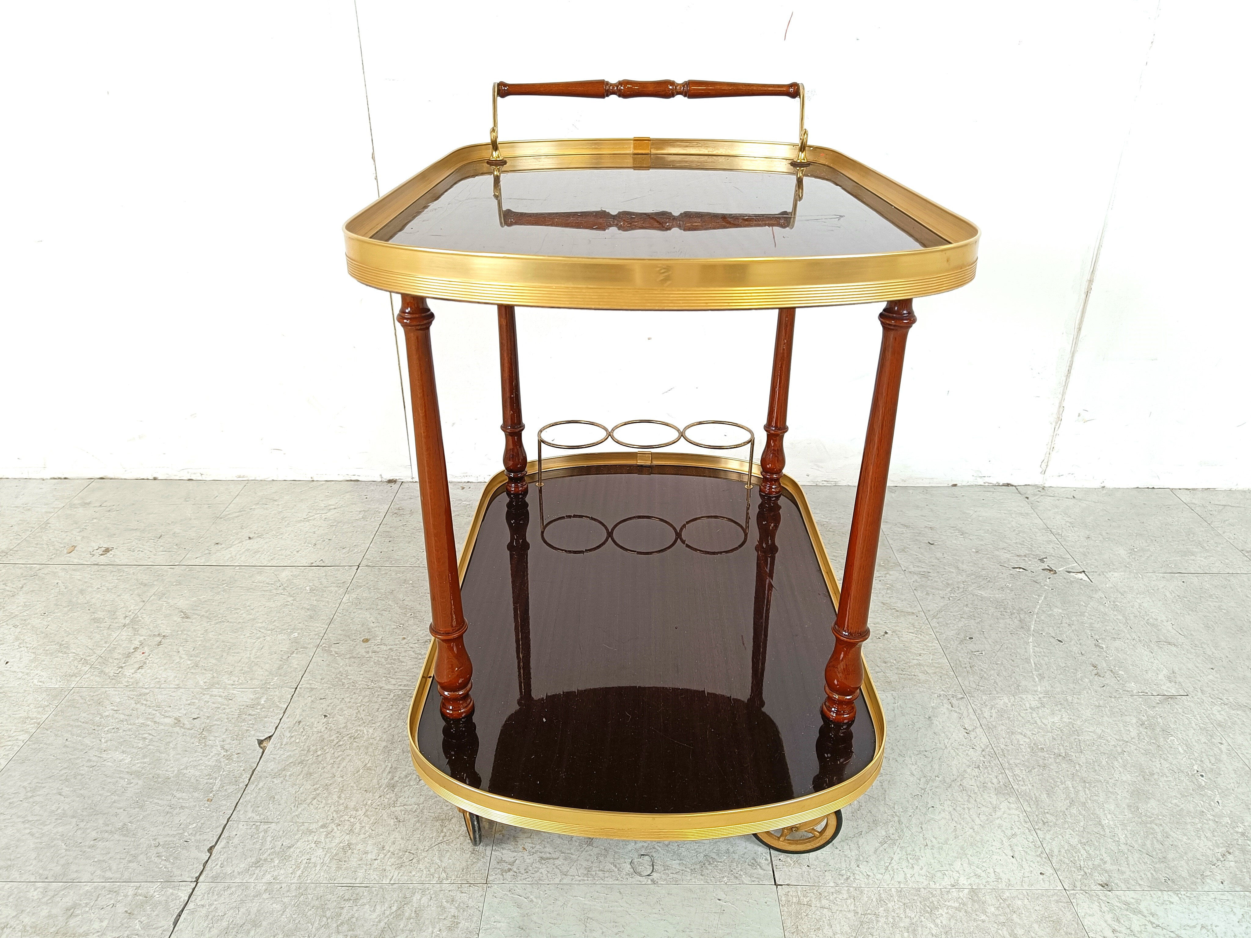 Neoclassical brass drinks trolley, 1960s