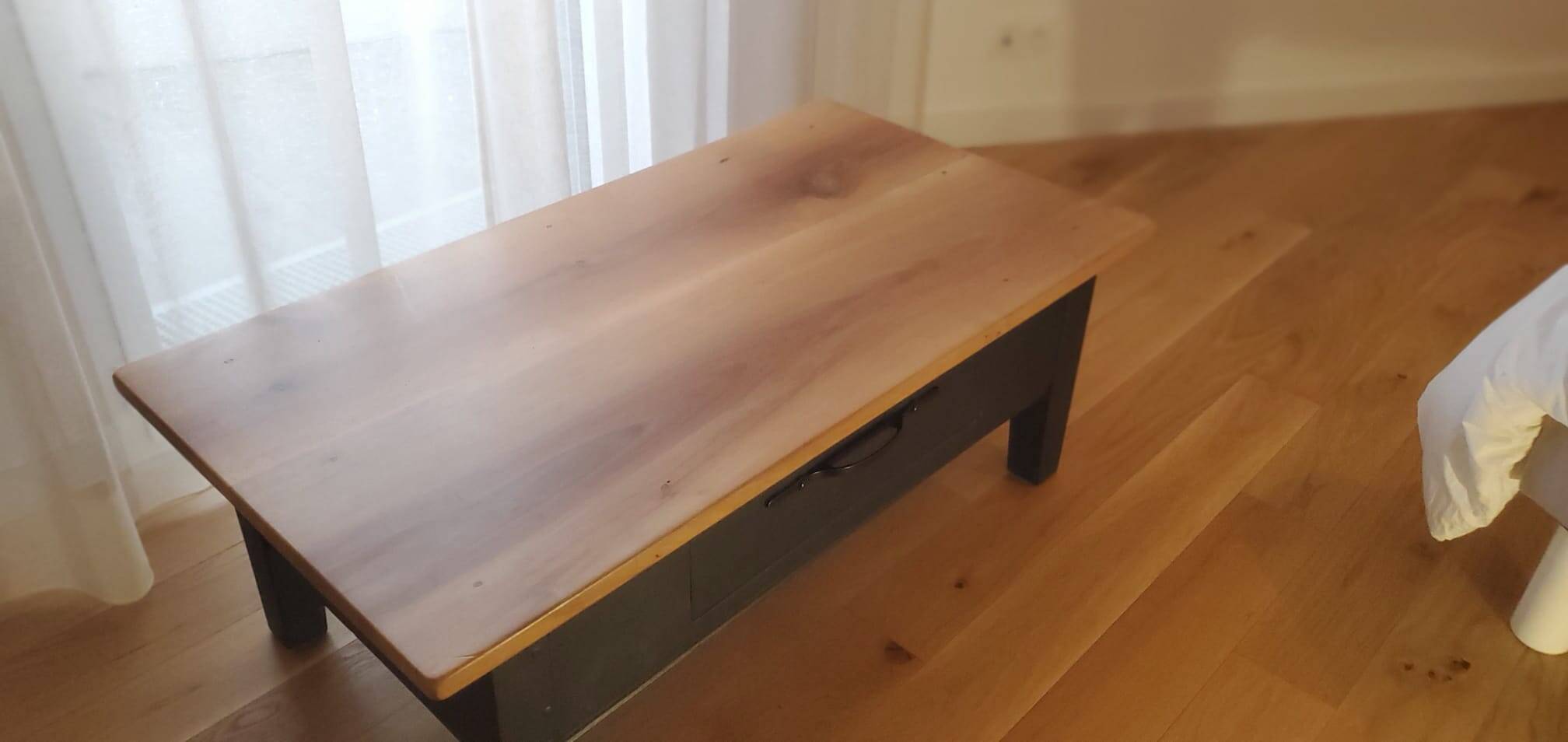 Coffee table living room solid fruit wood black antique legs